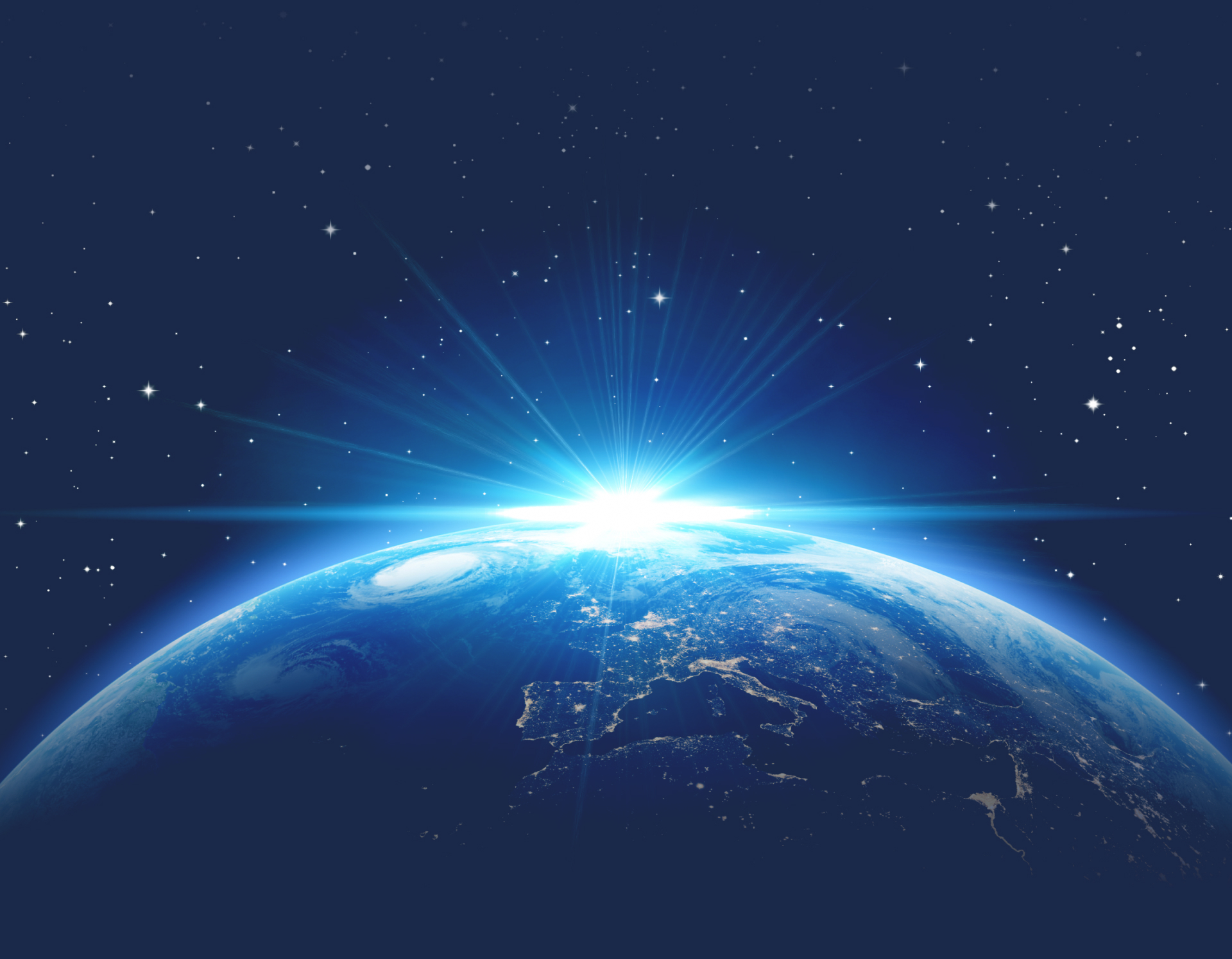 Foto van de ruimte met magisch blauw licht